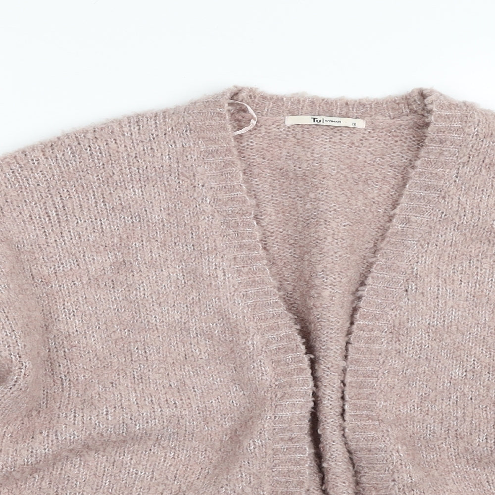 TU Womens Purple V-Neck  Polyester Cardigan Jumper Size 12