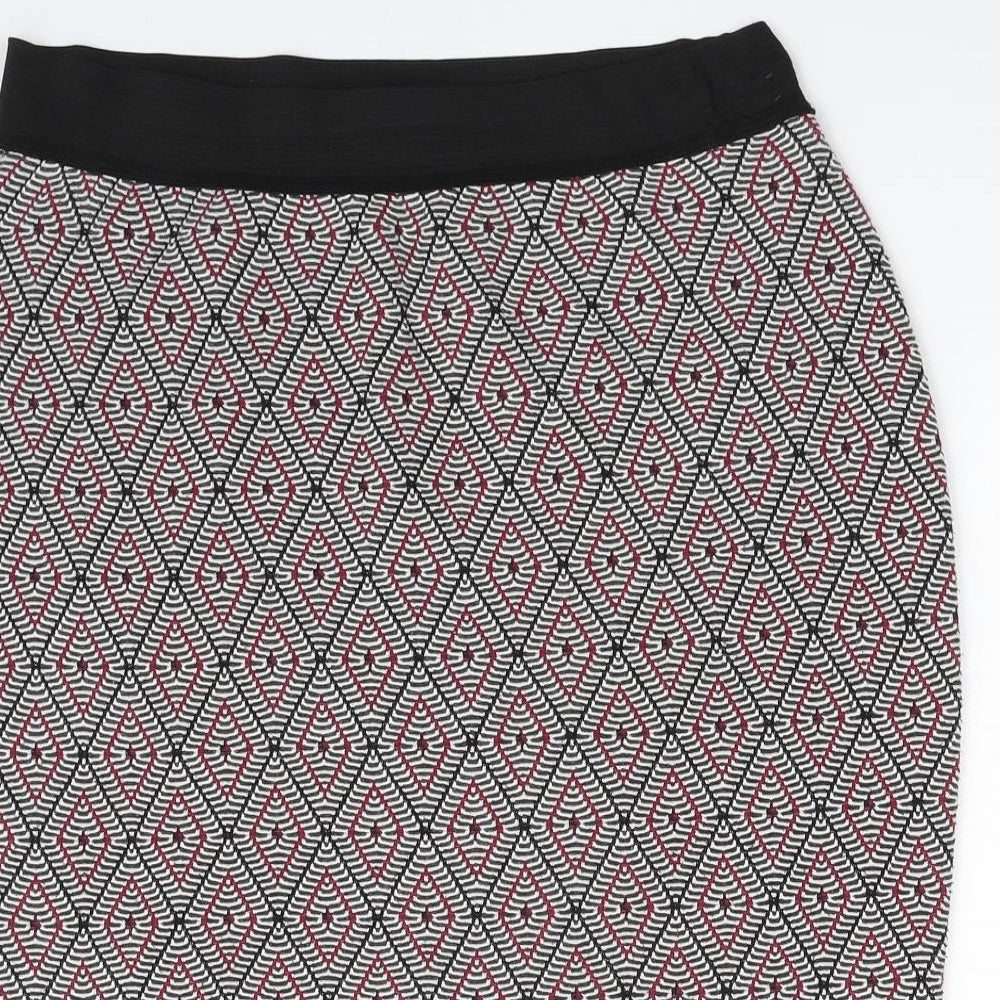 George Womens Grey Argyle/Diamond Polyester Straight & Pencil Skirt Size 14