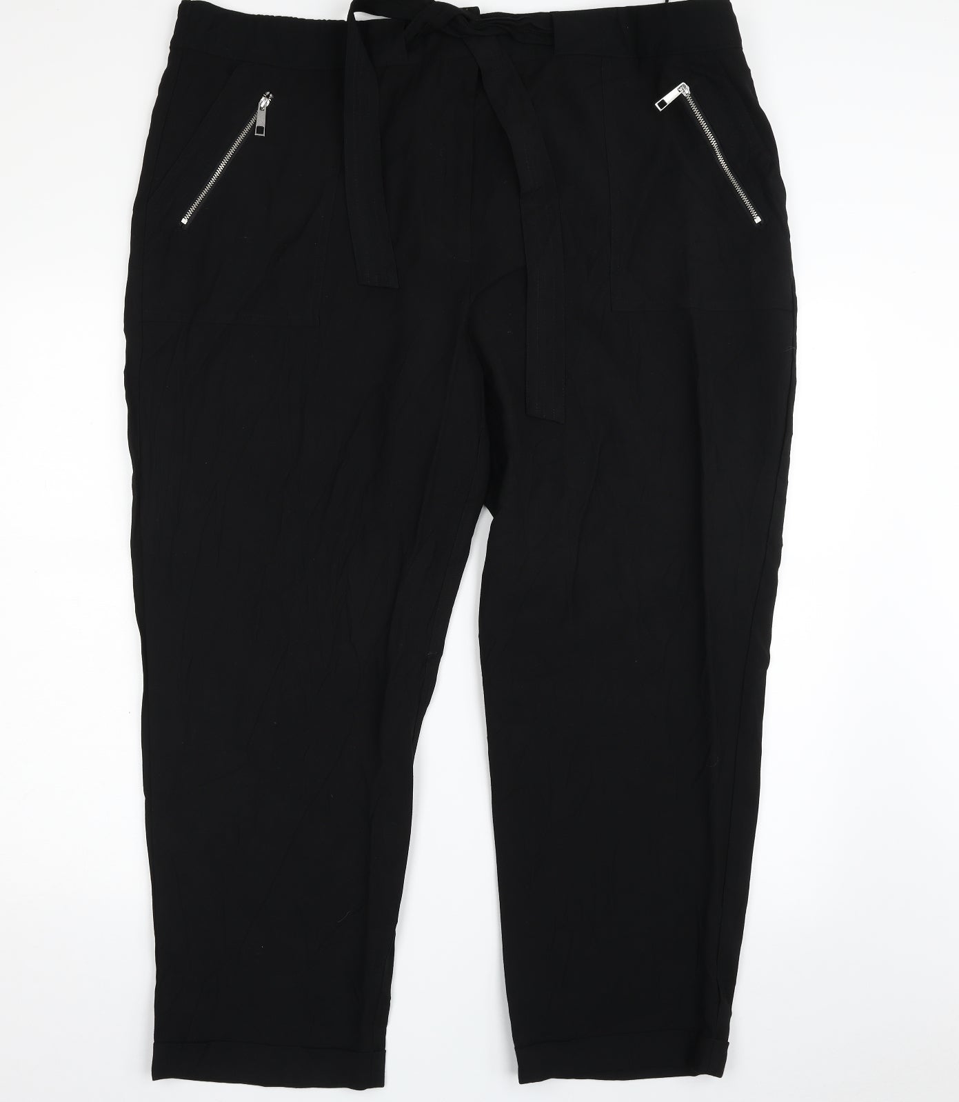NEXT Womens Black  Polyester Trousers  Size 44 in L26 in Regular Zip