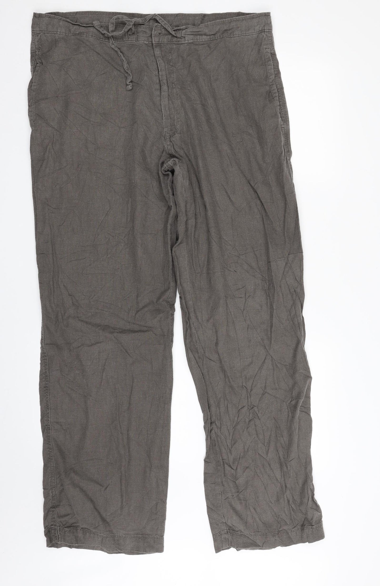 Marks and Spencer Womens Beige  Linen Trousers  Size 38 in L33 in Regular Zip