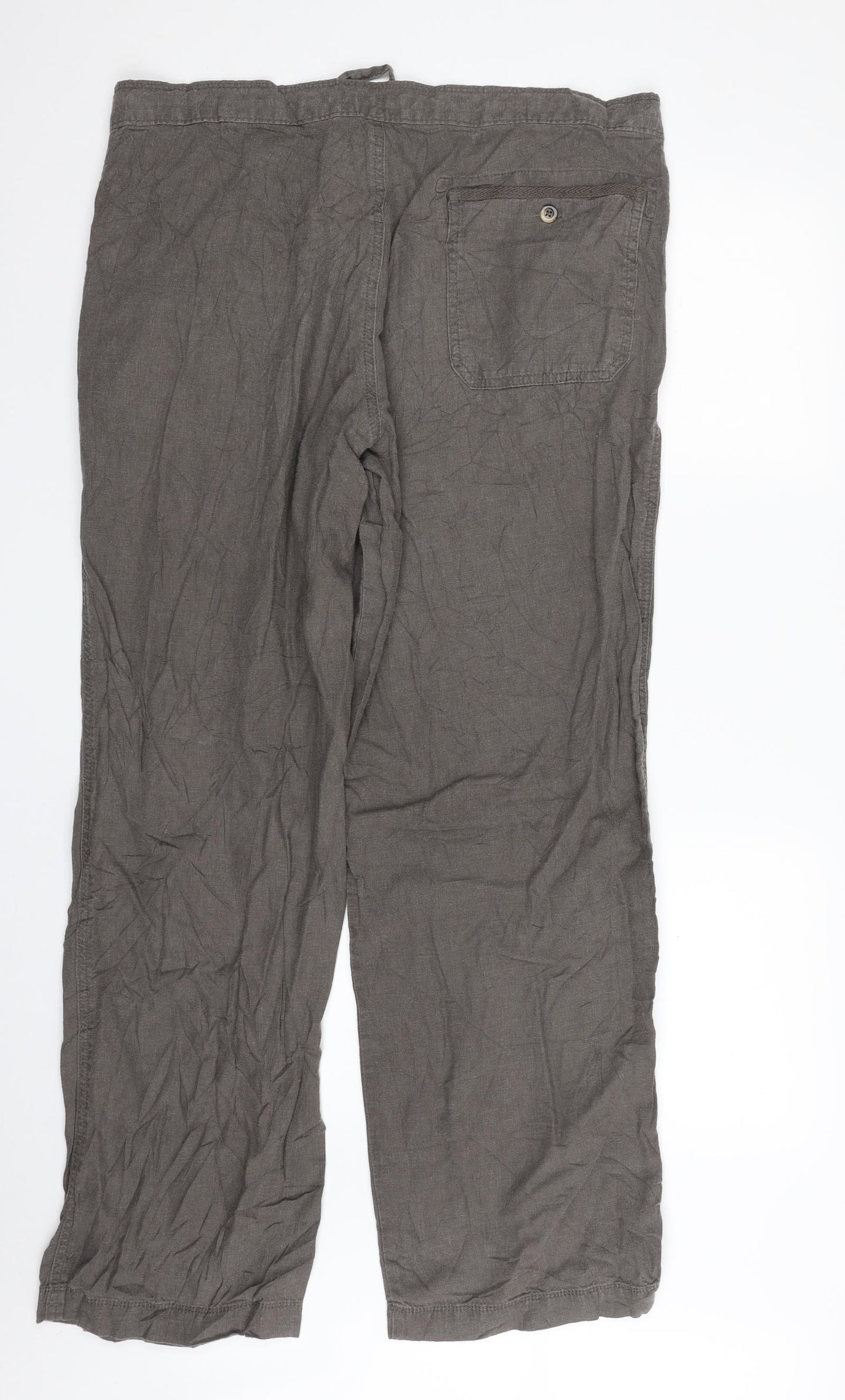 Marks and Spencer Womens Beige  Linen Trousers  Size 38 in L33 in Regular Zip