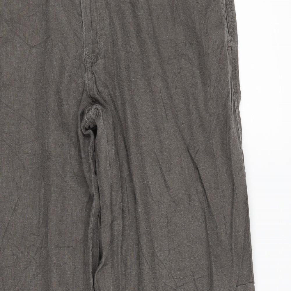 Marks and Spencer Womens Beige  Linen Trousers  Size 38 in L33 in Regular Zip
