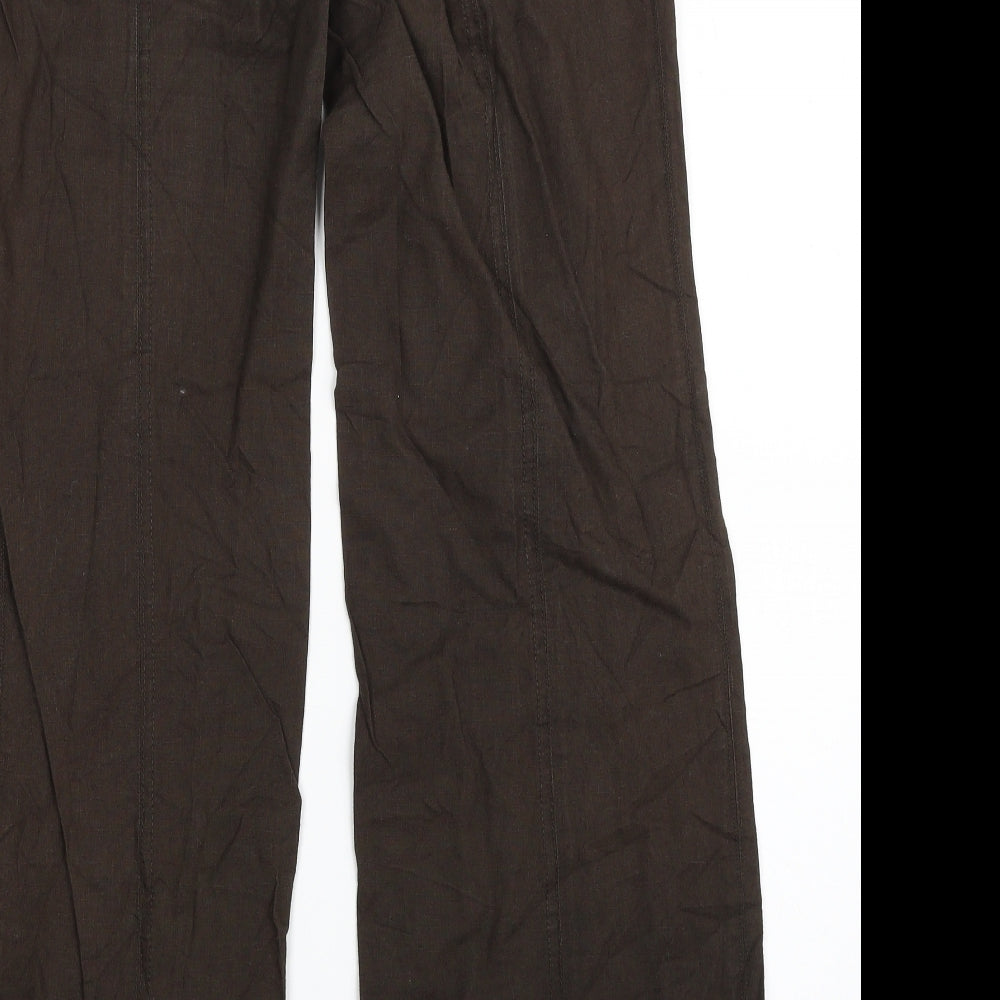 Promod Womens Brown  Linen Trousers  Size 8 L32 in Regular Zip