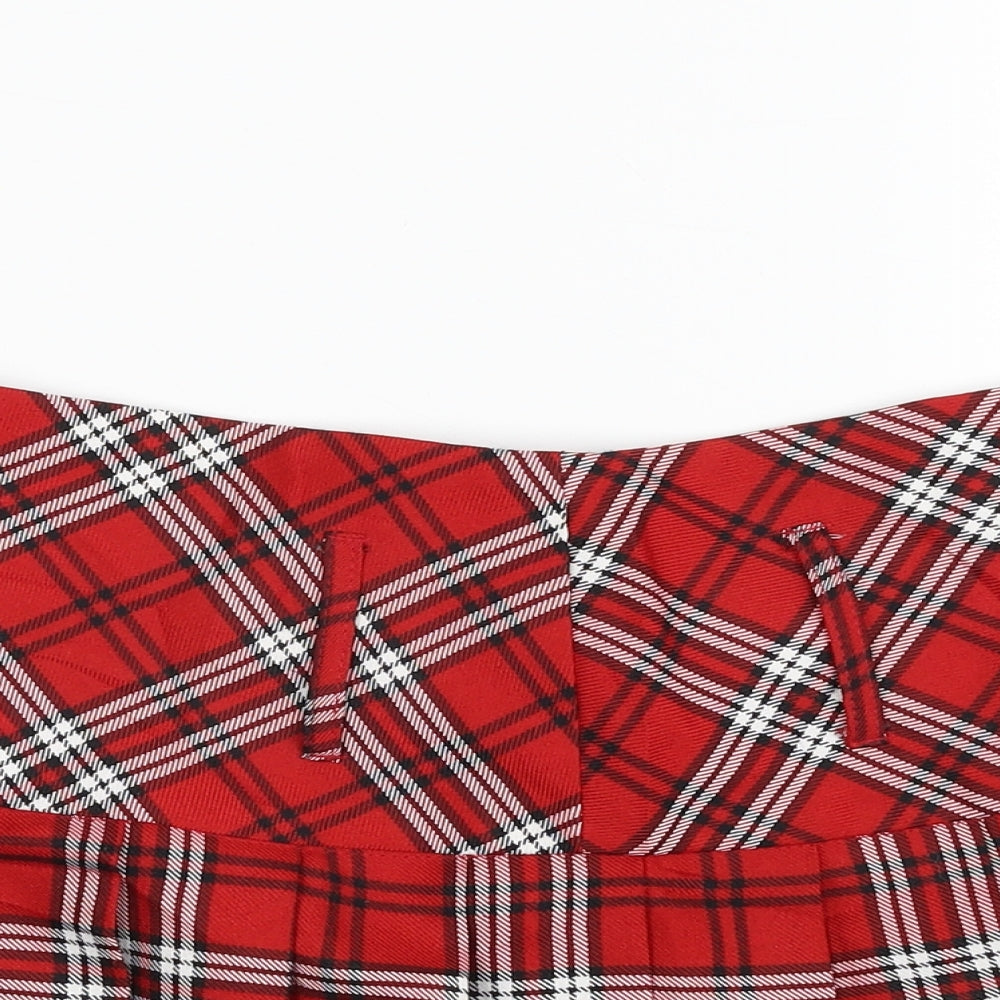 Papaya Womens Red Plaid Polyester Mini Skirt Size 12   Zip