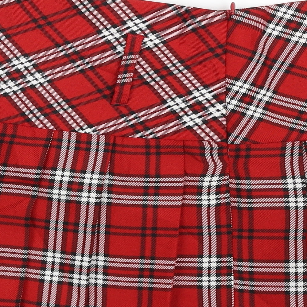 Papaya Womens Red Plaid Polyester Mini Skirt Size 12   Zip