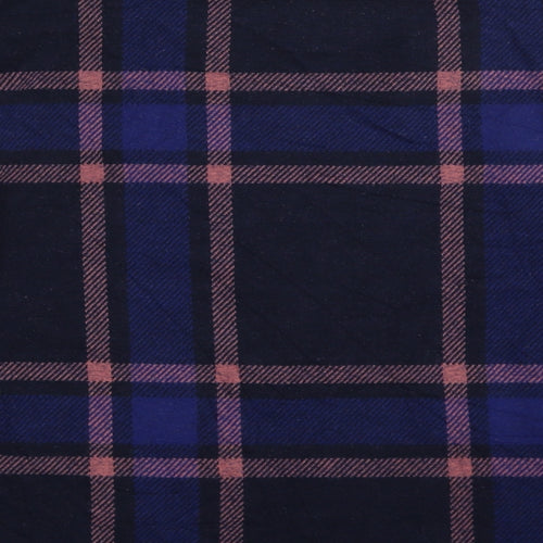 Marks and Spencer Womens Blue Plaid Polyester Pullover Sweatshirt Size 16   - Cropped
