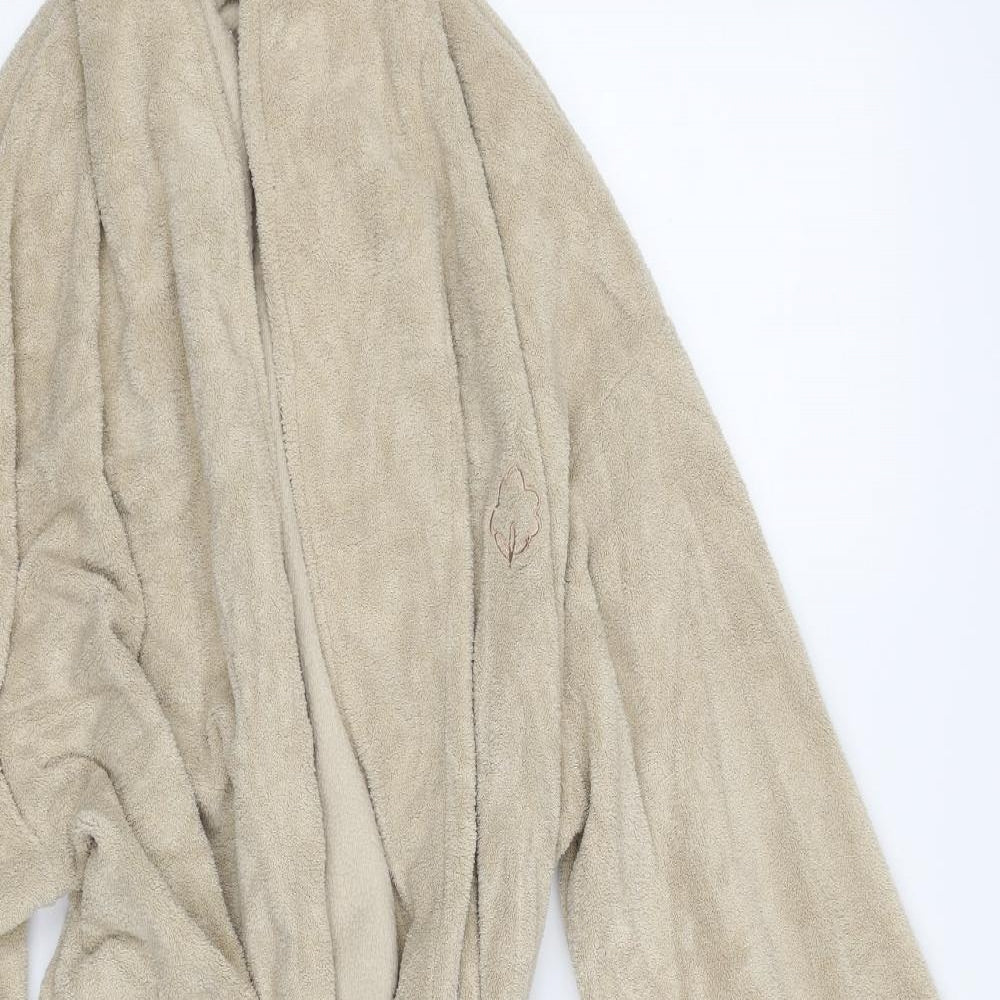 Cotton Traders Mens Beige Solid 100% Polyester  Robe Size XL  Tie - Size XL/2XL