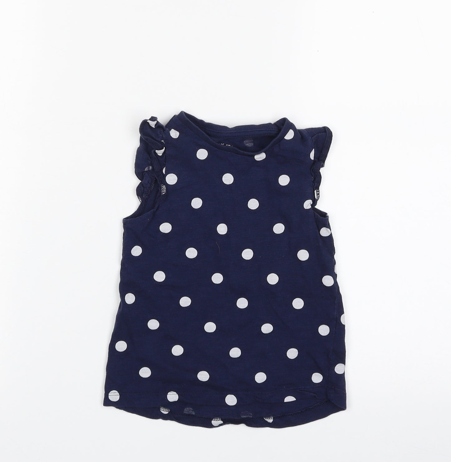 F&F Baby Blue Polka Dot 100% Cotton Pullover T-Shirt Size 18-24 Months Crew Neck