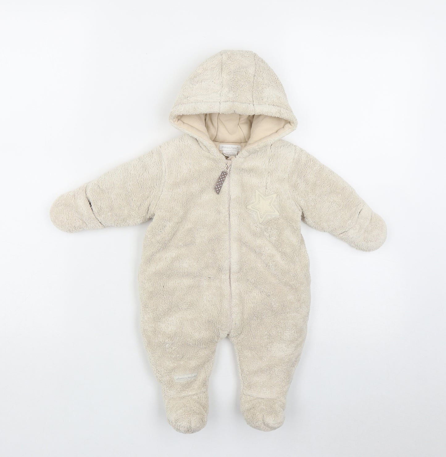 mamas & papas Baby Beige  Polyester Coverall One-Piece Size 0-3 Months  Zip