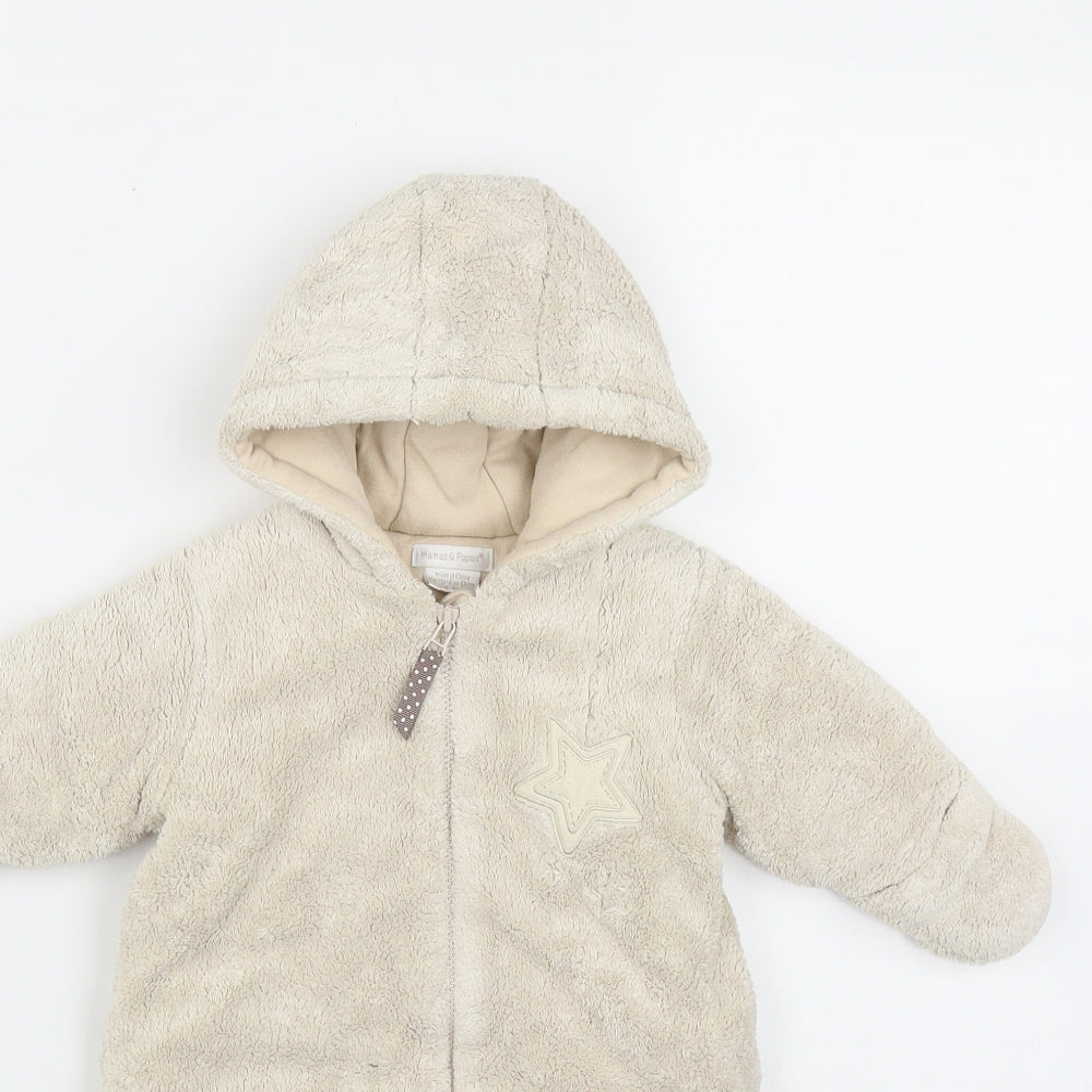 mamas & papas Baby Beige  Polyester Coverall One-Piece Size 0-3 Months  Zip