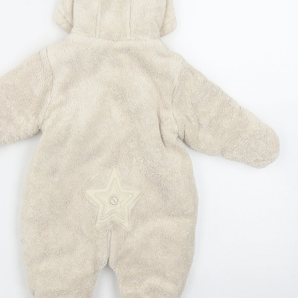 mamas & papas Baby Beige  Polyester Coverall One-Piece Size 0-3 Months  Zip