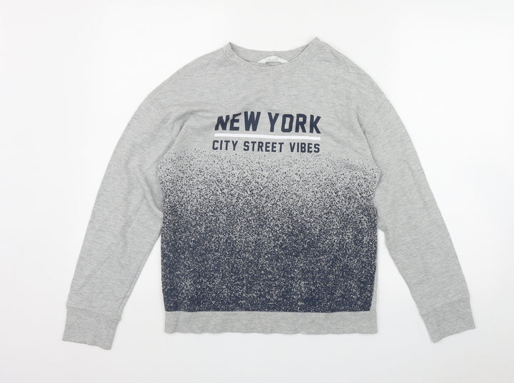 H&M Boys Grey Cotton Pullover Sweatshirt Size 11-12 Years