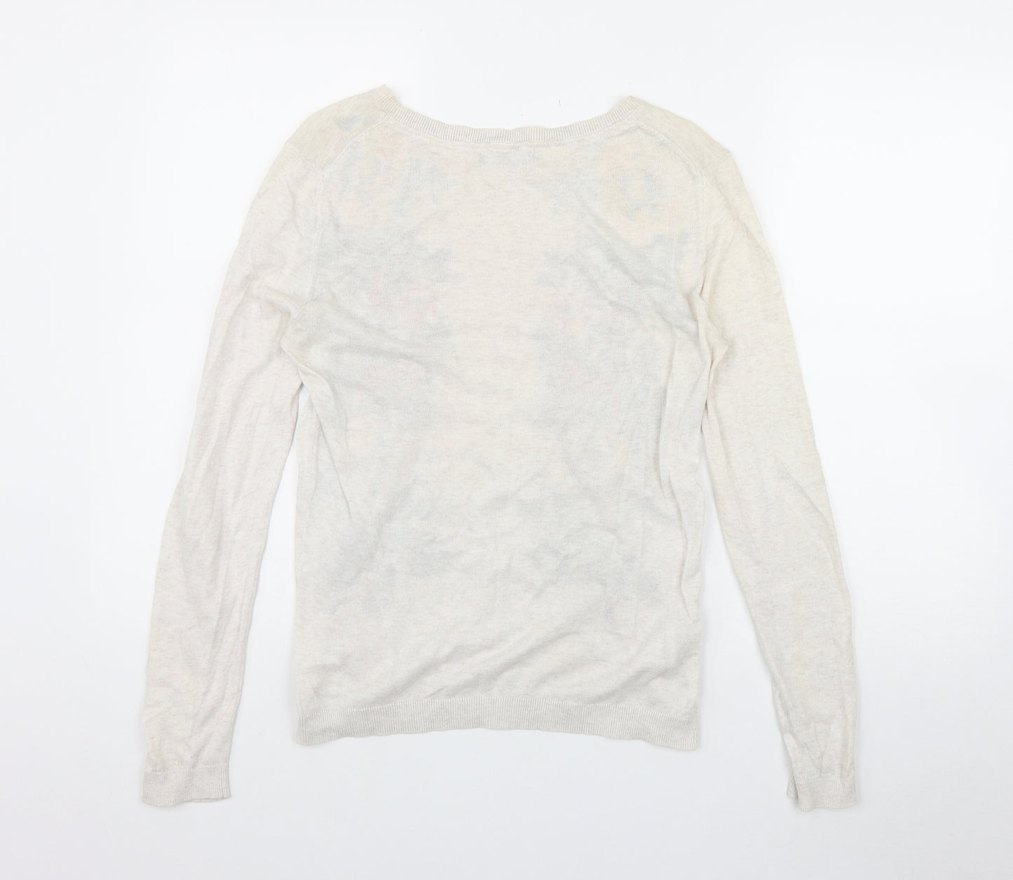 Laura Ashley Womens Beige Round Neck  Cotton Pullover Jumper Size 12