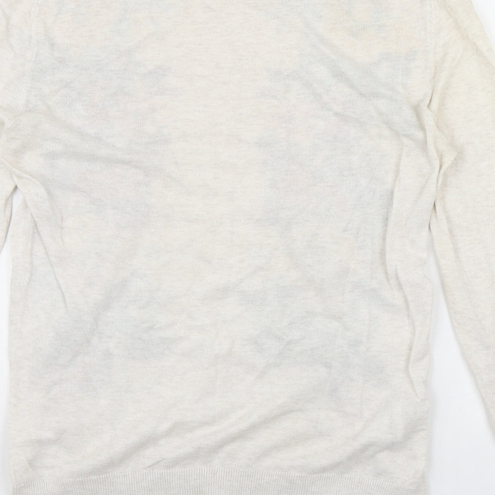 Laura Ashley Womens Beige Round Neck  Cotton Pullover Jumper Size 12