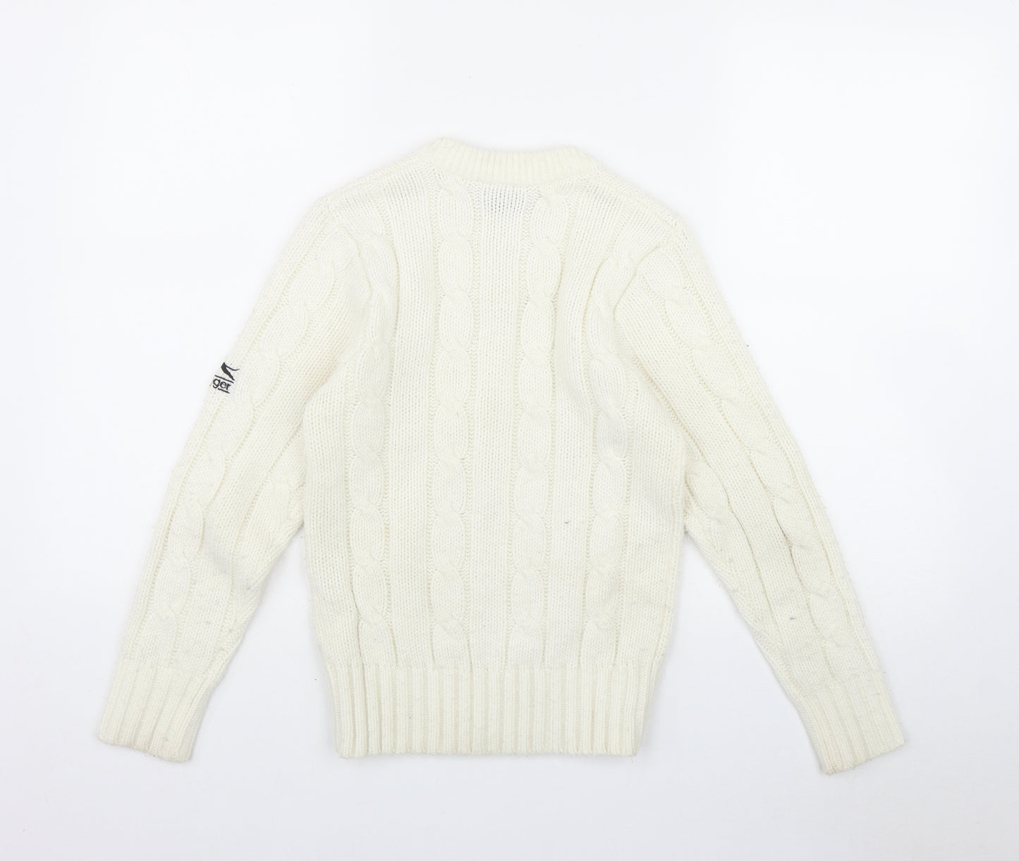 Slazenger Boys Ivory V-Neck  Acrylic Pullover Jumper Size 11-12 Years