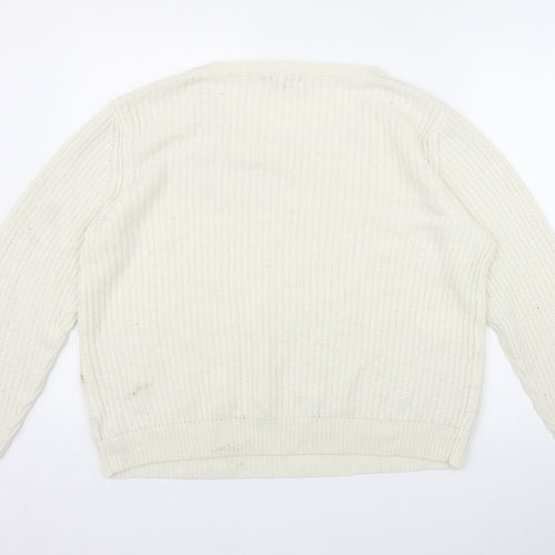 NEXT Womens Ivory Round Neck  Acrylic Pullover Jumper Size 18