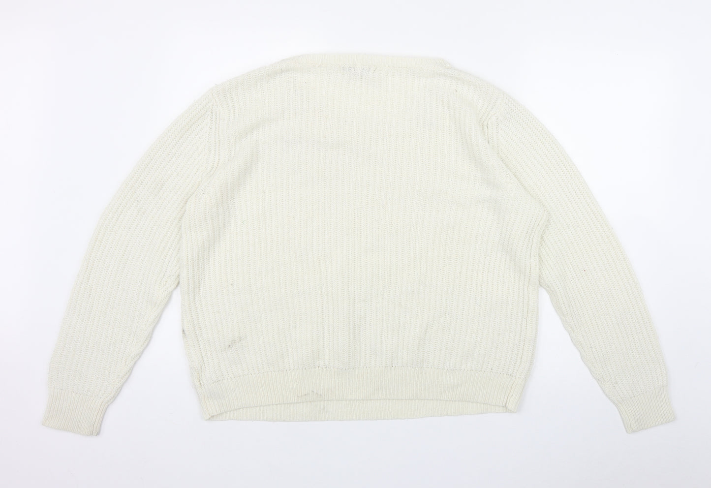 NEXT Womens Ivory Round Neck  Acrylic Pullover Jumper Size 18