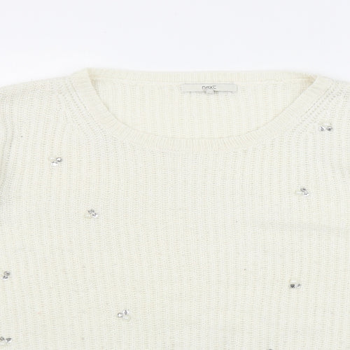 NEXT Womens Ivory Round Neck  Acrylic Pullover Jumper Size 18