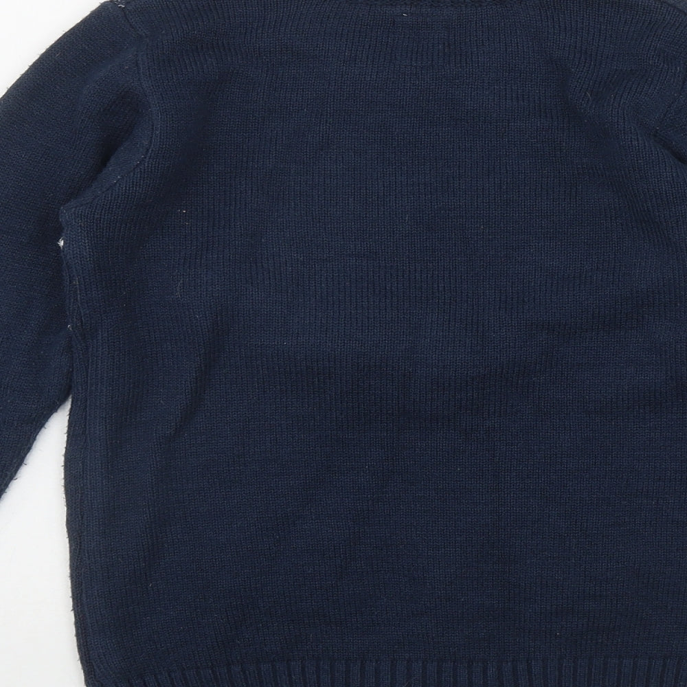George Boys Blue Round Neck  Polyester Pullover Jumper Size 10-11 Years   - Christmas Santa