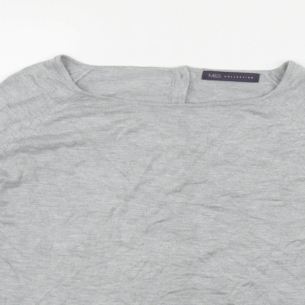 Marks and Spencer Womens Grey Round Neck  Acrylic Pullover Jumper Size 18