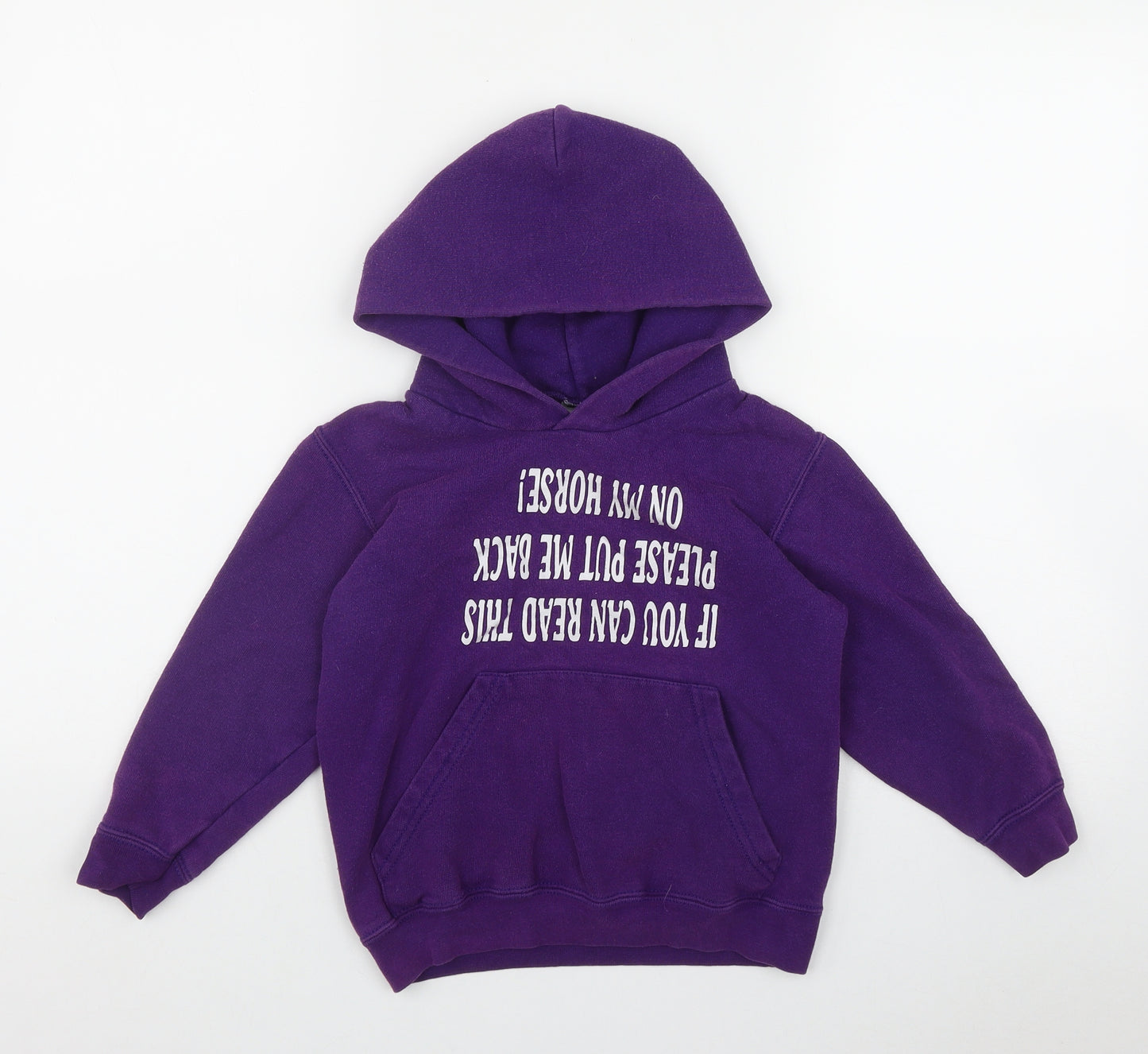 Fruit of the Loom Girls Purple  Cotton Pullover Hoodie Size 5-6 Years