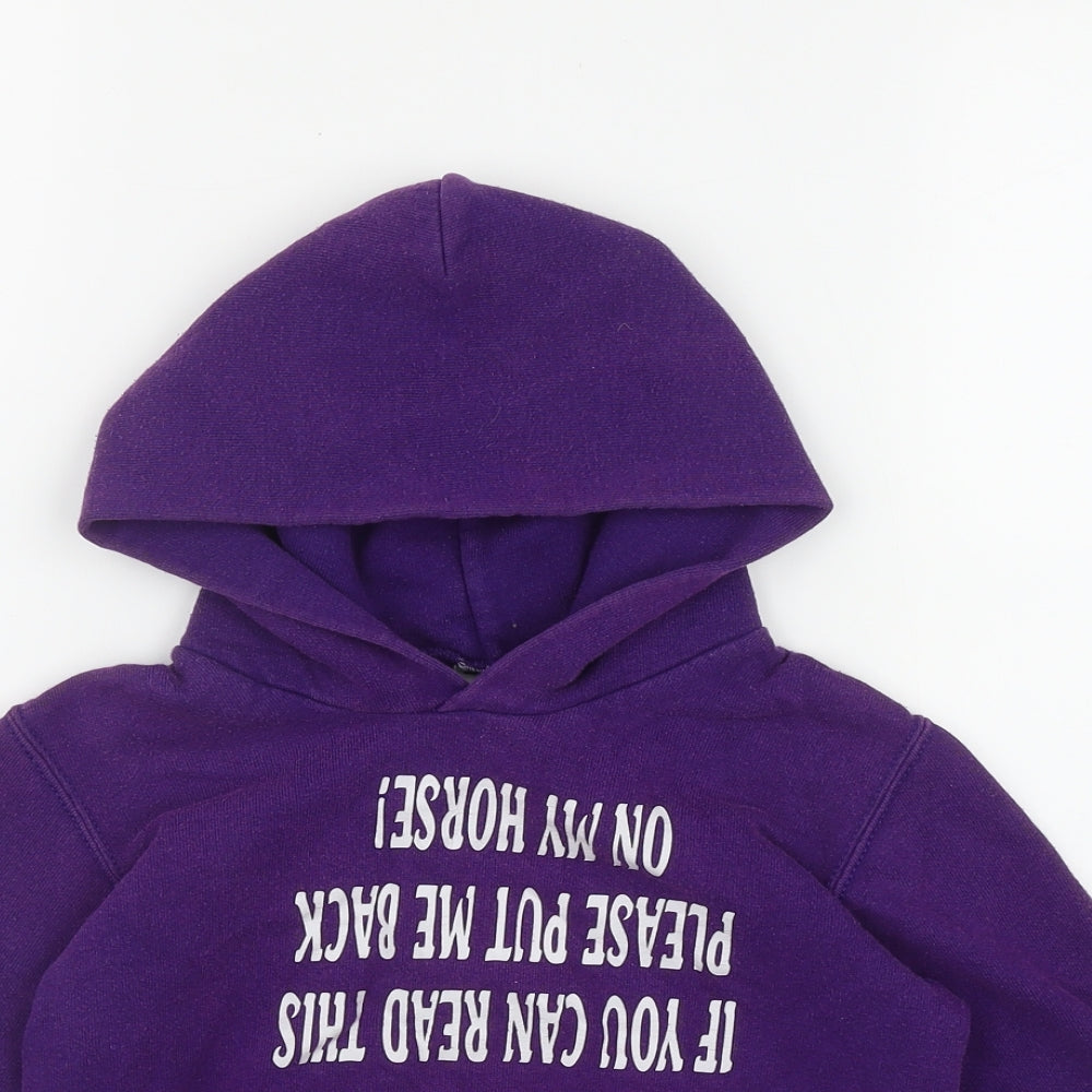 Fruit of the Loom Girls Purple  Cotton Pullover Hoodie Size 5-6 Years