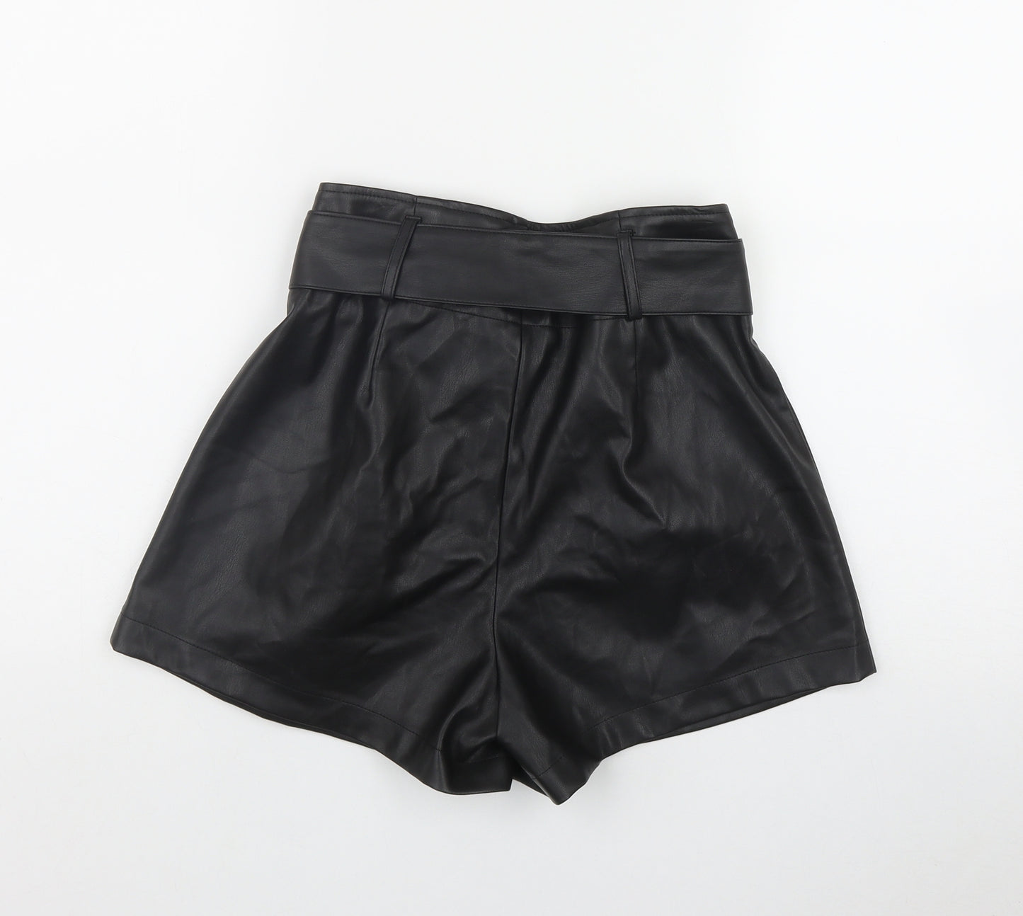 Primark Womens Black  Polyester Paperbag Shorts Size 8 L7 in Regular Zip