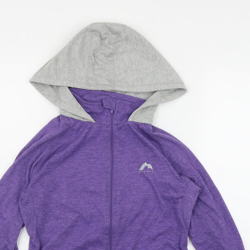 More Mile Womens Purple  Polyester Full Zip Hoodie Size S  Zip