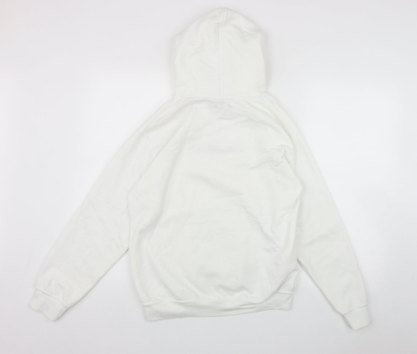 PRETTYLITTLETHING Womens White  Cotton Pullover Hoodie Size S