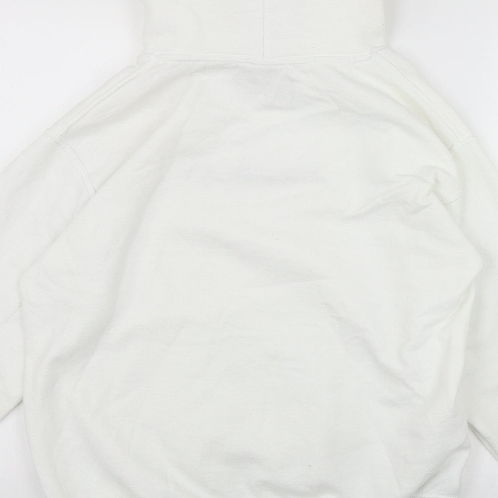 PRETTYLITTLETHING Womens White  Cotton Pullover Hoodie Size S