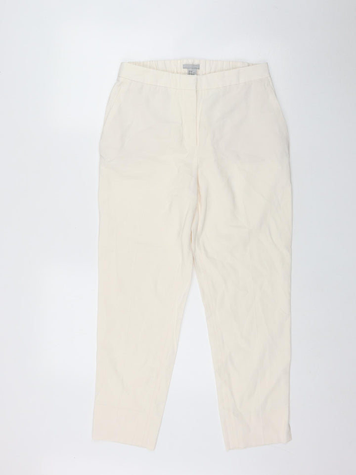 H&M Womens Ivory  Viscose Trousers  Size 8 L26 in Regular