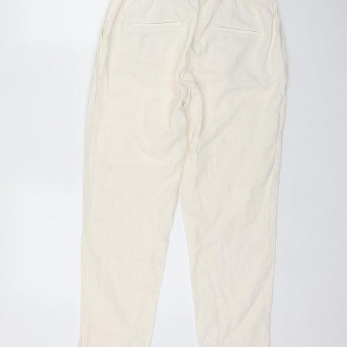 H&M Womens Ivory  Viscose Trousers  Size 8 L26 in Regular