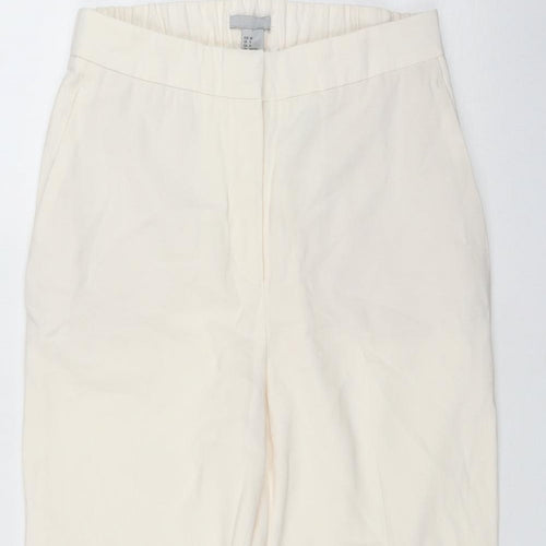 H&M Womens Ivory  Viscose Trousers  Size 8 L26 in Regular