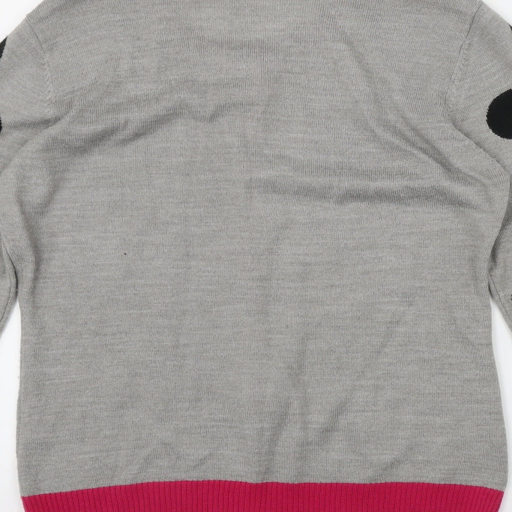 Paraphrase Womens Grey Round Neck Polka Dot Wool Cardigan Jumper Size L
