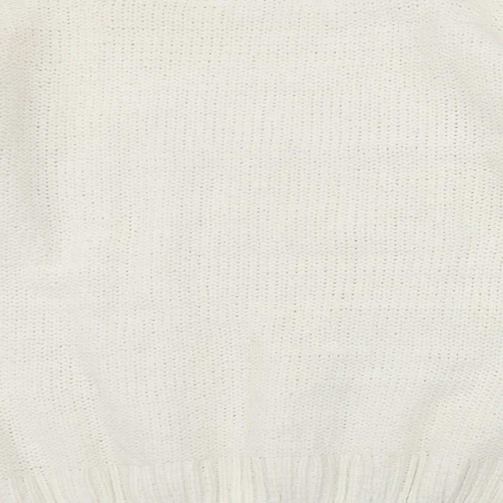 Primark Womens Ivory Round Neck  Polyester Pullover Jumper Size L
