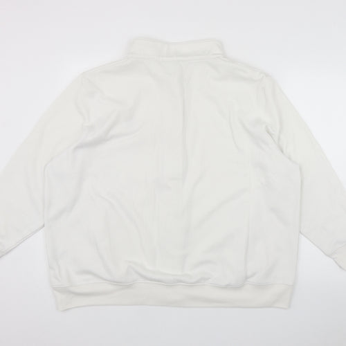 Damart Womens White High Neck  Polyester Cardigan Jumper Size XL   - Embroidered Flower