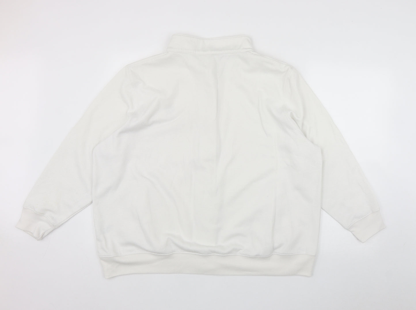 Damart Womens White High Neck  Polyester Cardigan Jumper Size XL   - Embroidered Flower