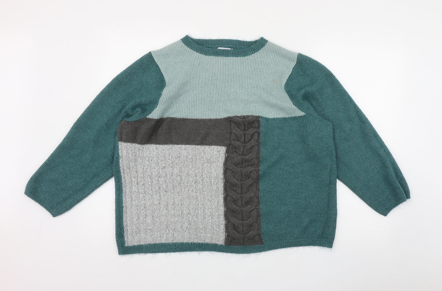 Cotton Traders Womens Green Round Neck  Acrylic Pullover Jumper Size 24