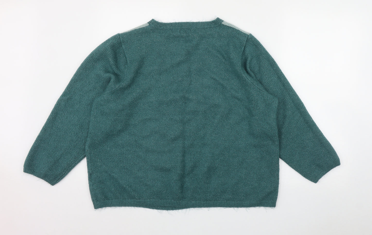 Cotton Traders Womens Green Round Neck  Acrylic Pullover Jumper Size 24