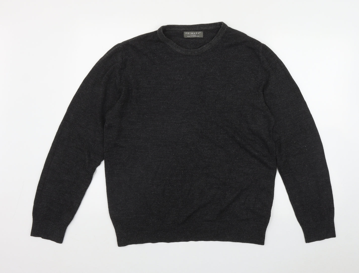 Primark Mens Grey Round Neck  Acrylic Pullover Jumper Size XL