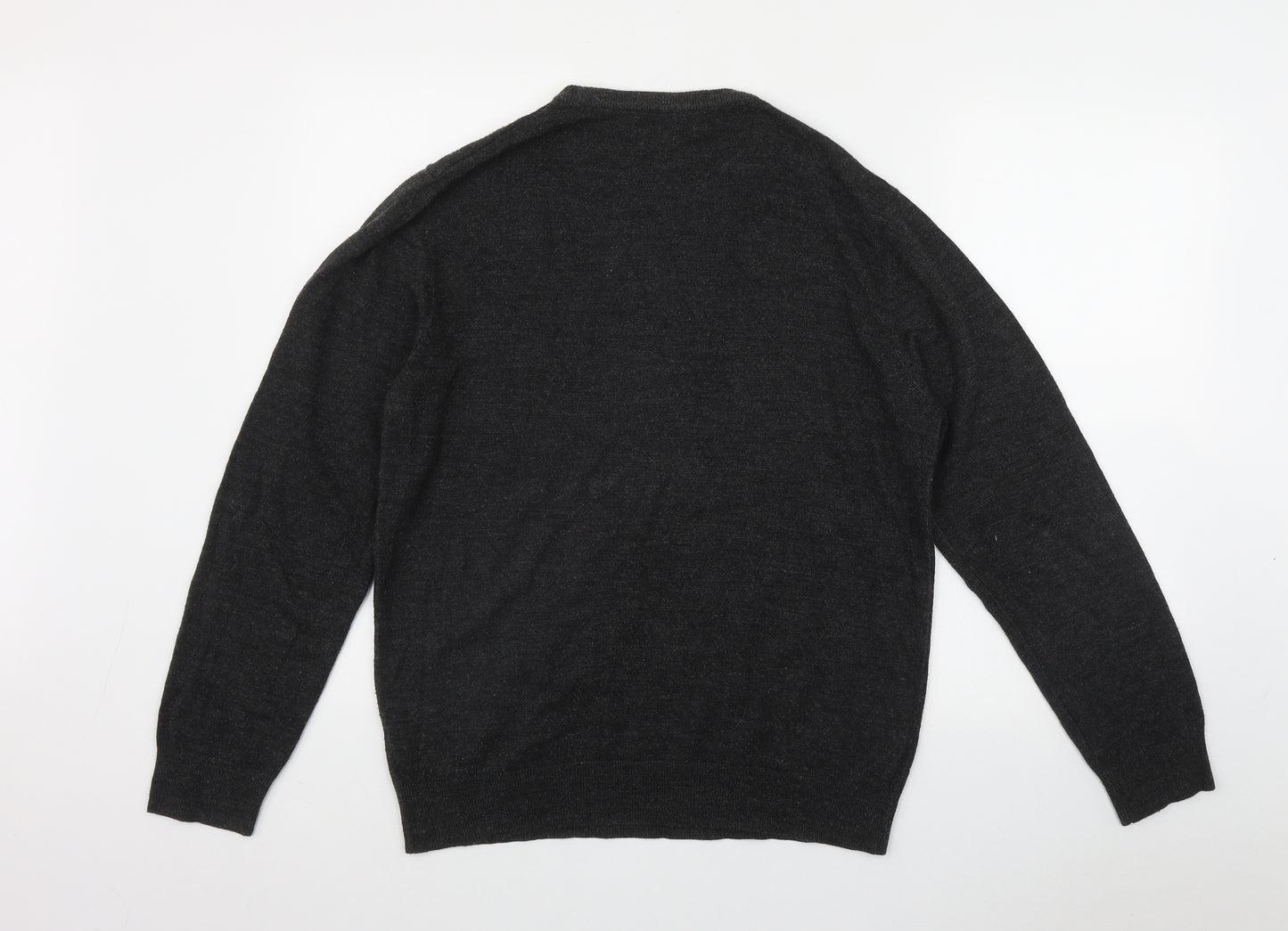 Primark Mens Grey Round Neck  Acrylic Pullover Jumper Size XL