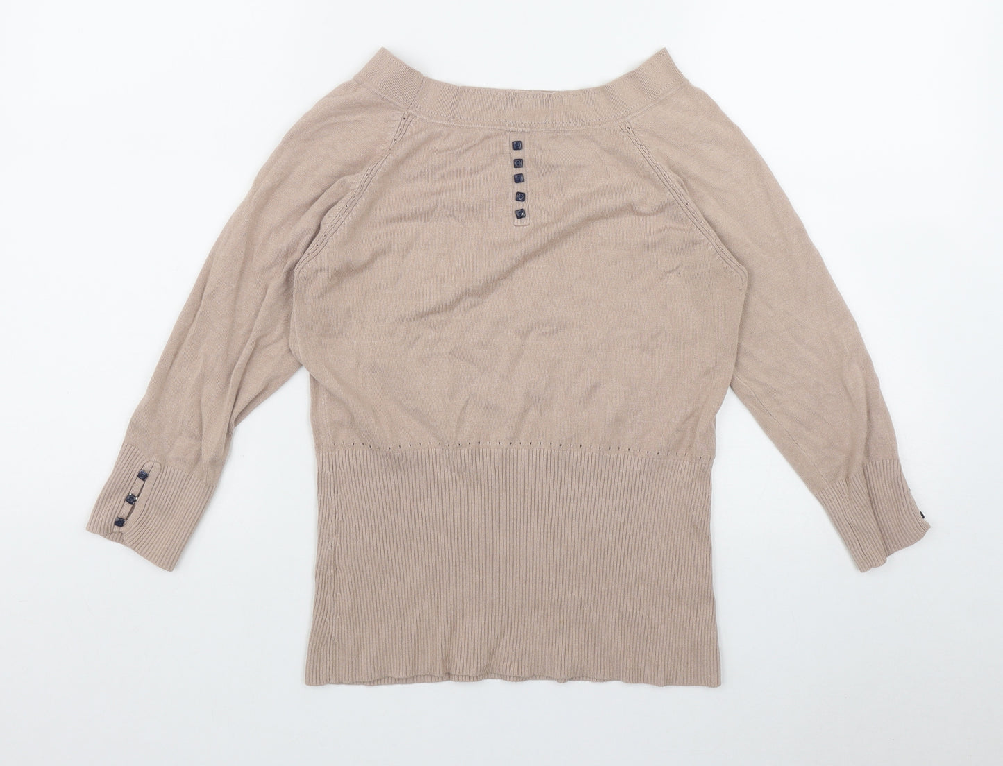 Coast Womens Brown  Viscose Basic T-Shirt Size 10 Boat Neck