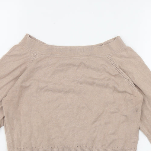 Coast Womens Brown  Viscose Basic T-Shirt Size 10 Boat Neck