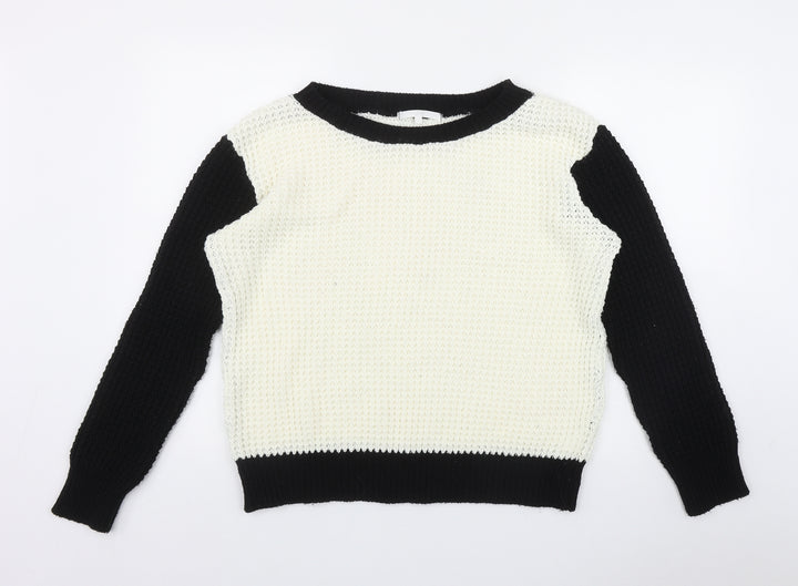Full Circle Womens Black Round Neck  Acrylic Pullover Jumper Size S