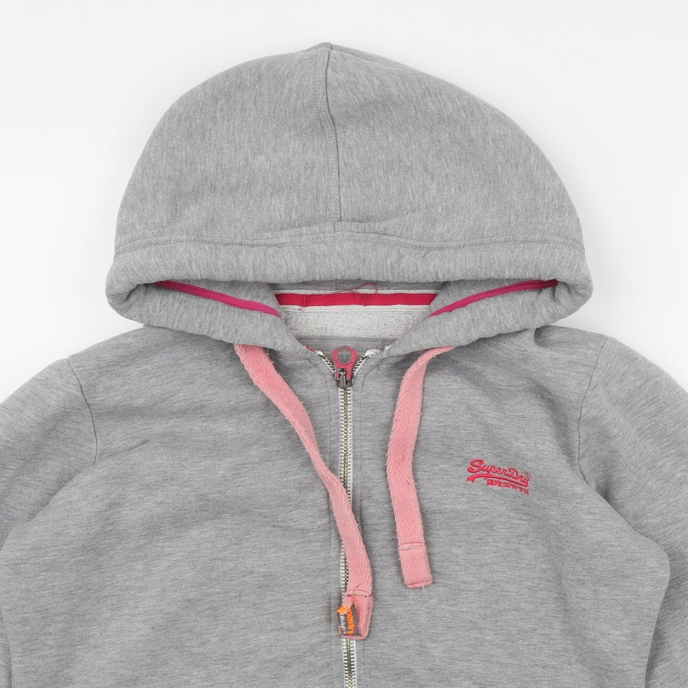 Superdry Womens Grey  Polyester Full Zip Hoodie Size L  Zip