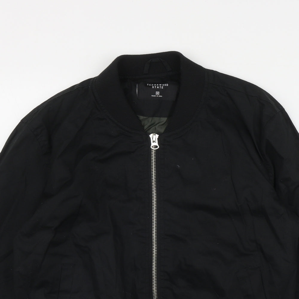 Cedar Wood State Mens Black   Bomber Jacket Jacket Size M  Zip