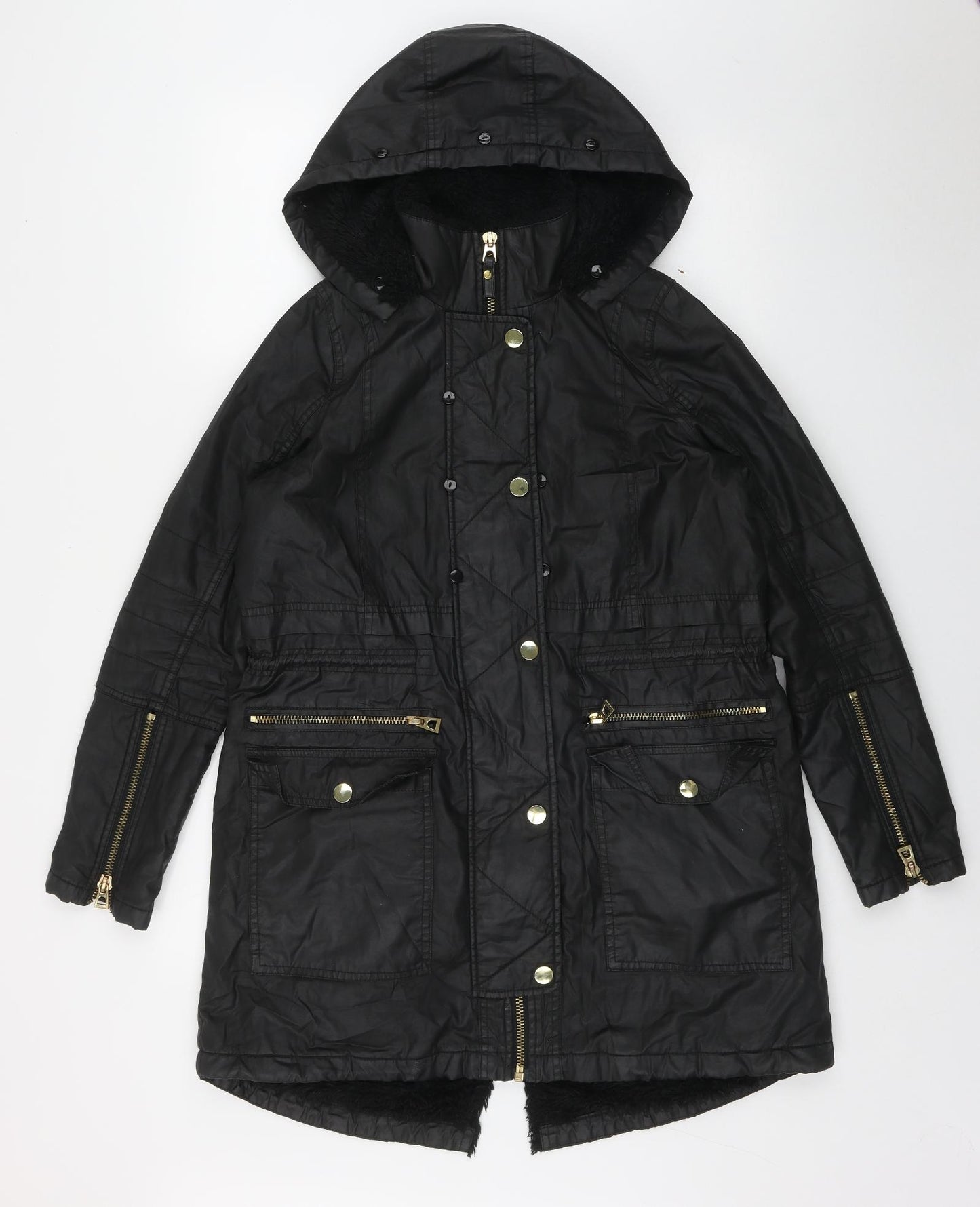 River Island Womens Black   Parka Coat Size 10  Zip