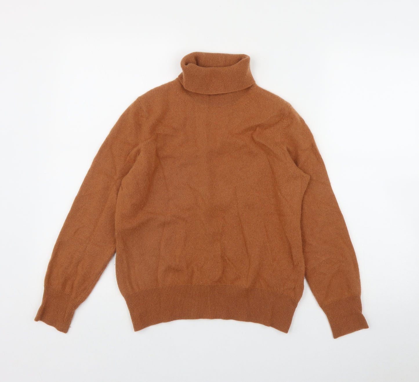 Marks and Spencer Womens Orange Roll Neck  Cashmere Pullover Jumper Size 12