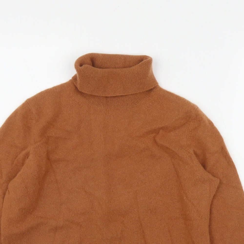 Marks and Spencer Womens Orange Roll Neck  Cashmere Pullover Jumper Size 12