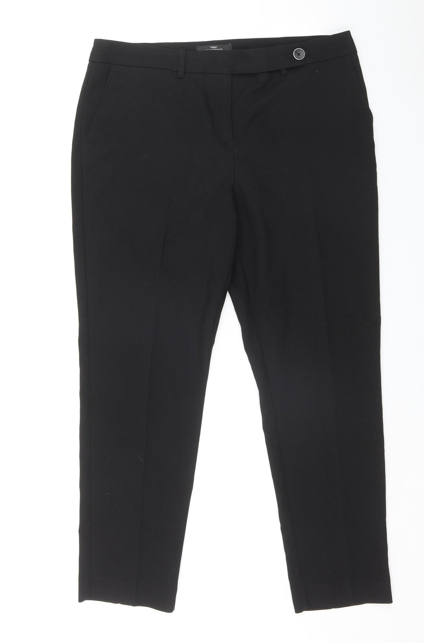 NEXT Womens Black  Polyester Trousers  Size 14 L28 in Regular Button